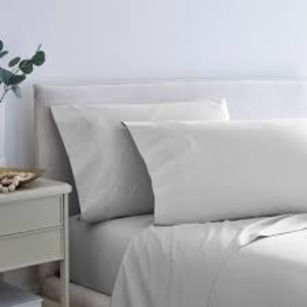 NWT Cotton Machine washable 300 Thread Count Solid Sheet Set Light Gray Twin XL